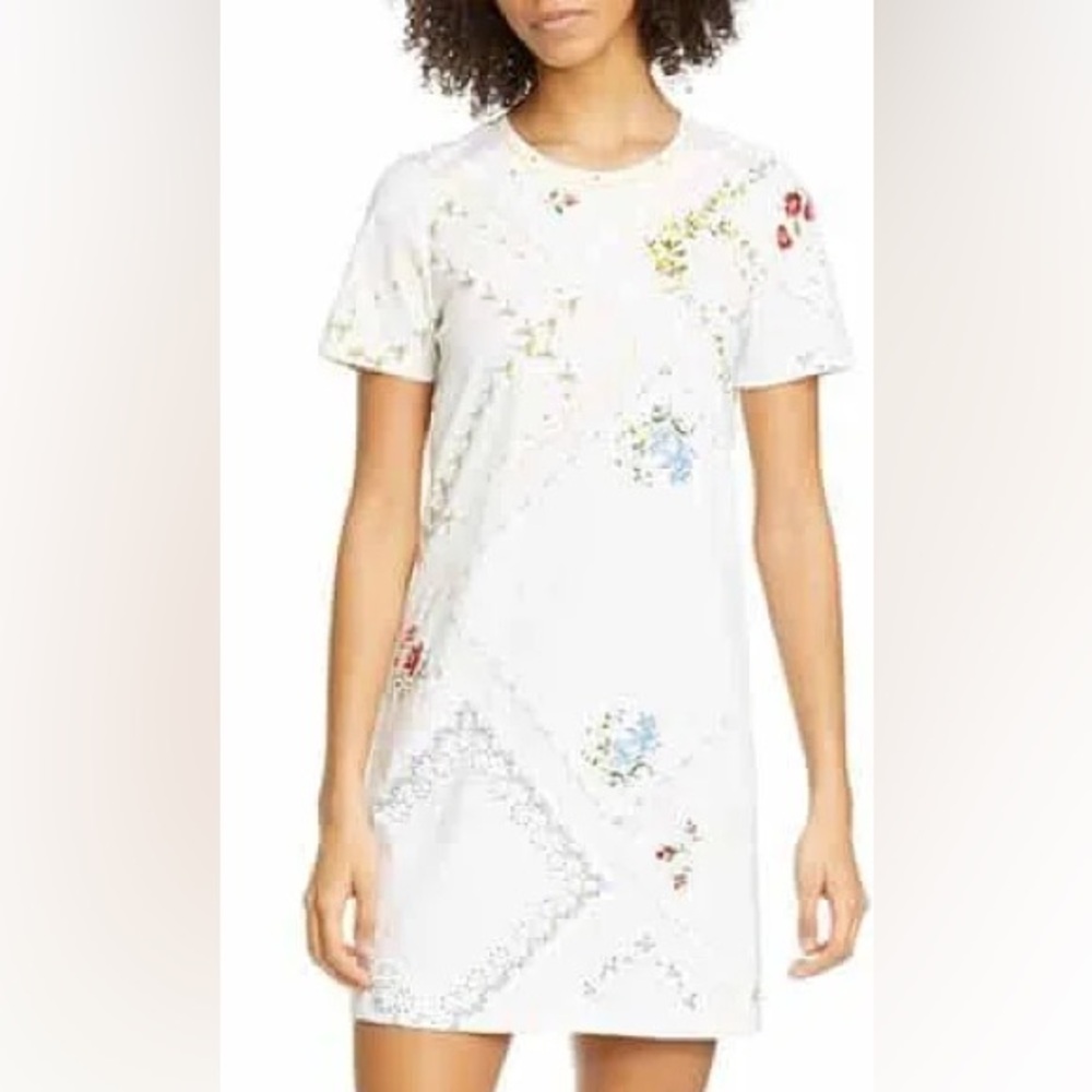 Tory Burch White Dress with Floral Patterns